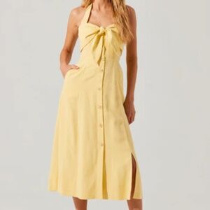LIKE NEW ASTR the Label Katherine Linen-Blend Halter Dress